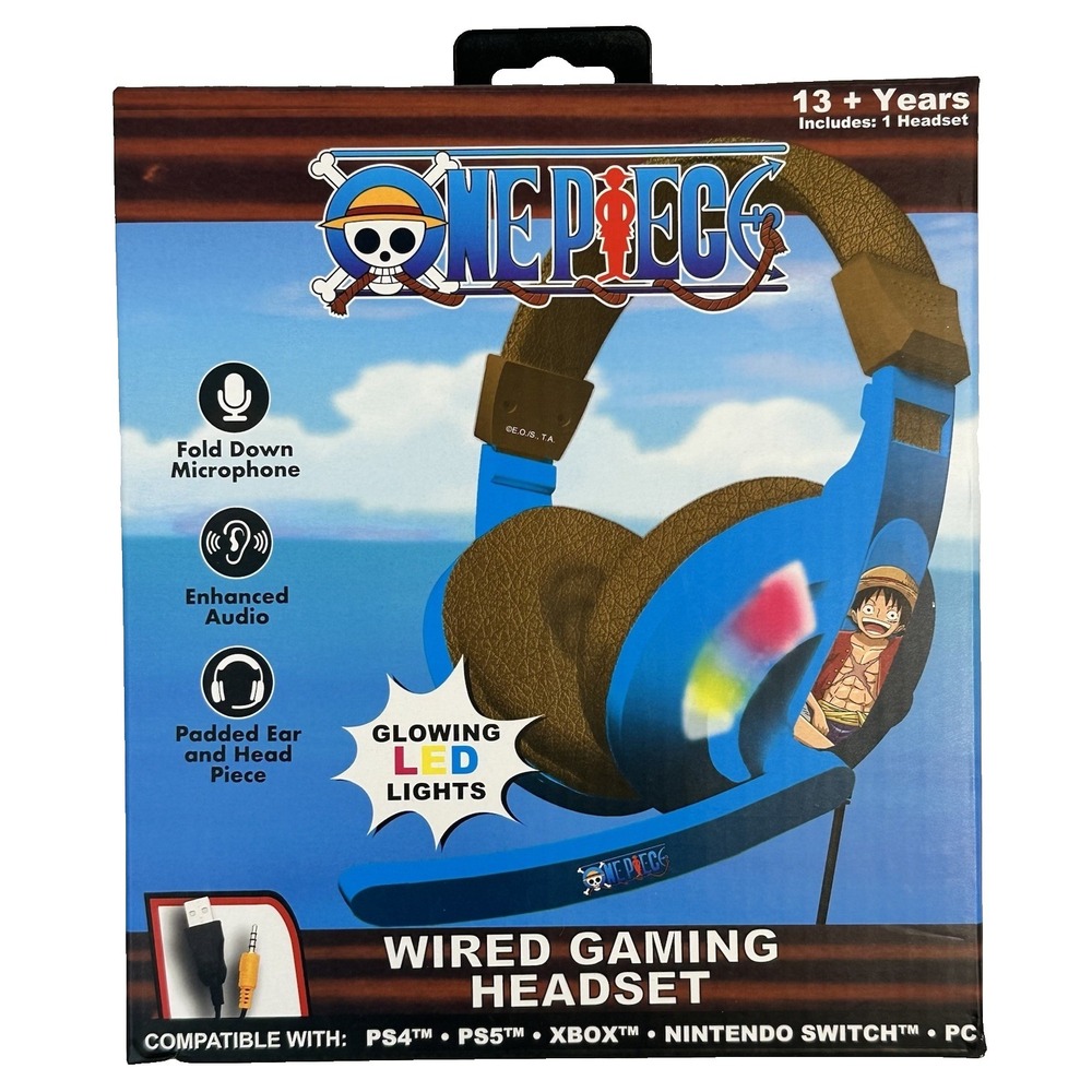 One‎ Piece Wired Gaming Headset LED Lights PS4 PS5 Xbox Switch PC Luffy